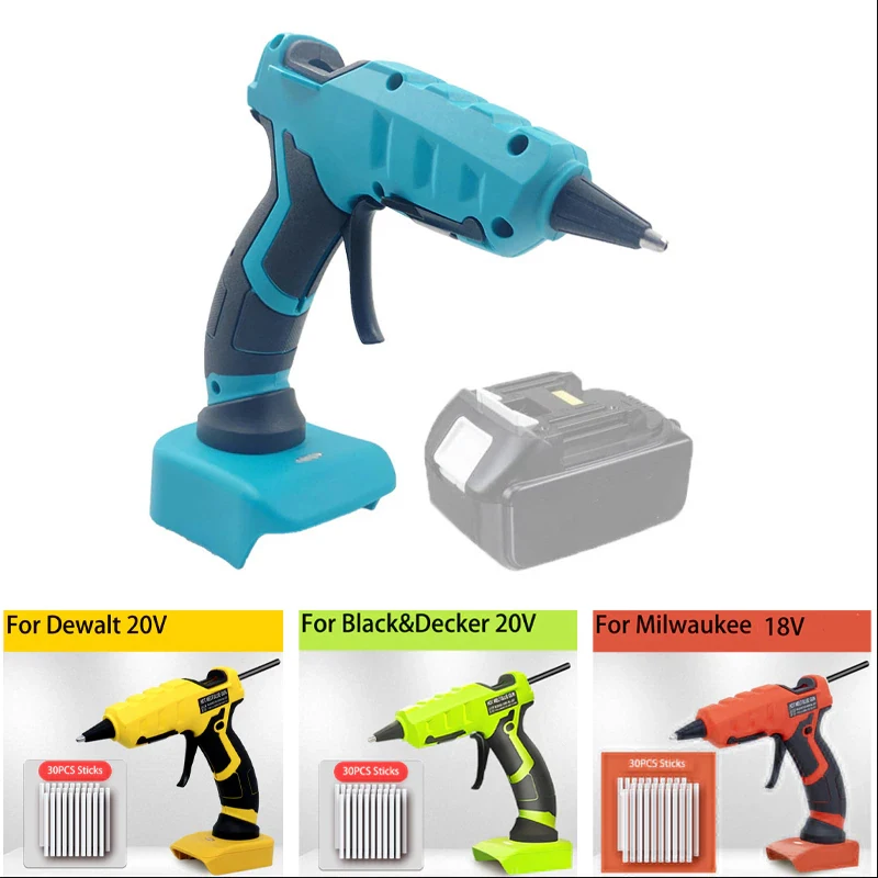 Cordless Hot Melt Glue Gun For Makita/DEWALT/BlackDecker/Milwaukee/Bosch With 30 Sticks 18V Lithium Battery Electric Repair Tool