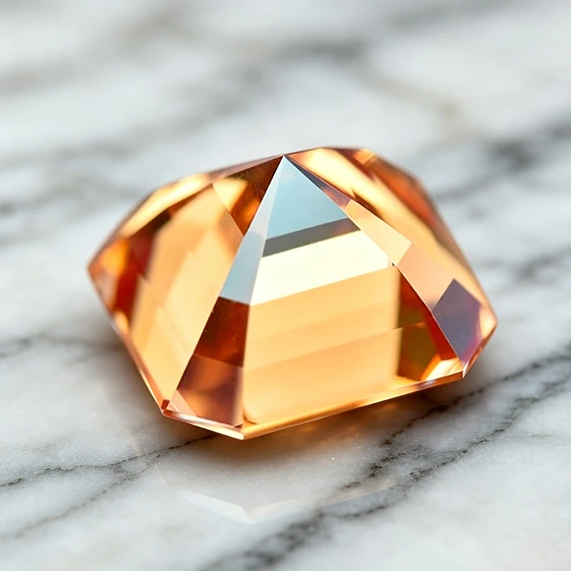 Moissanit-Stein in Orange, Asscher-Schliff, Edelstein für DIY-Schmuckherstellung von Ringen und Ohrringen, mit Zertifikat – Detail 2