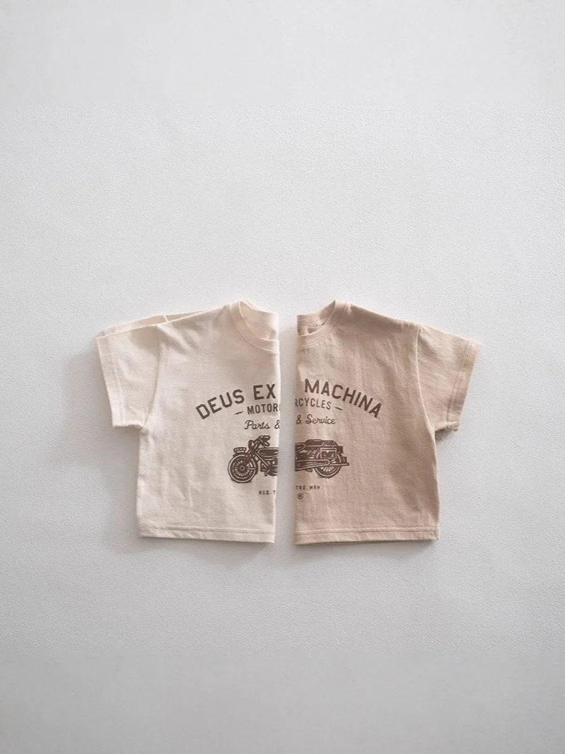 2025 Summer New Baby Short Sleeve T Shirts Cartoon Print Infant Boy Girl Cotton Casual Tee Toddler Versatile Breathable Tops