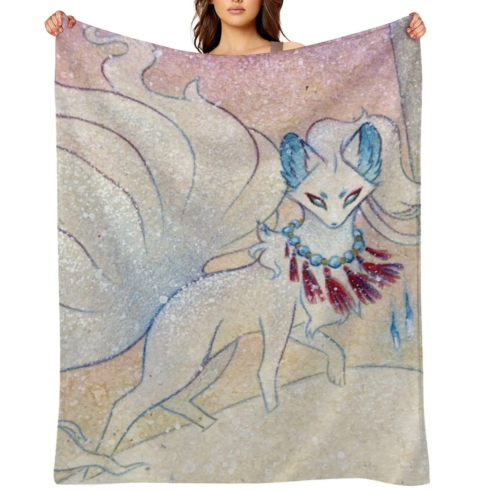 

Winter Twilight Kitsune Guardian Throw Blanket Quilt Stuffeds Loose Luxury St Blankets
