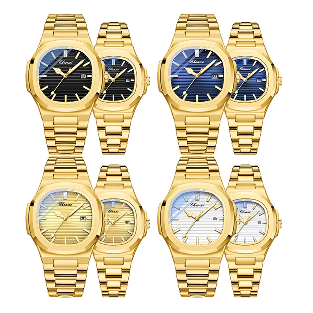 CHENXI Fashion Luxury Gold Watches For Men Women Waterproof Luminous Quartz Couple Watch Couples Gifts