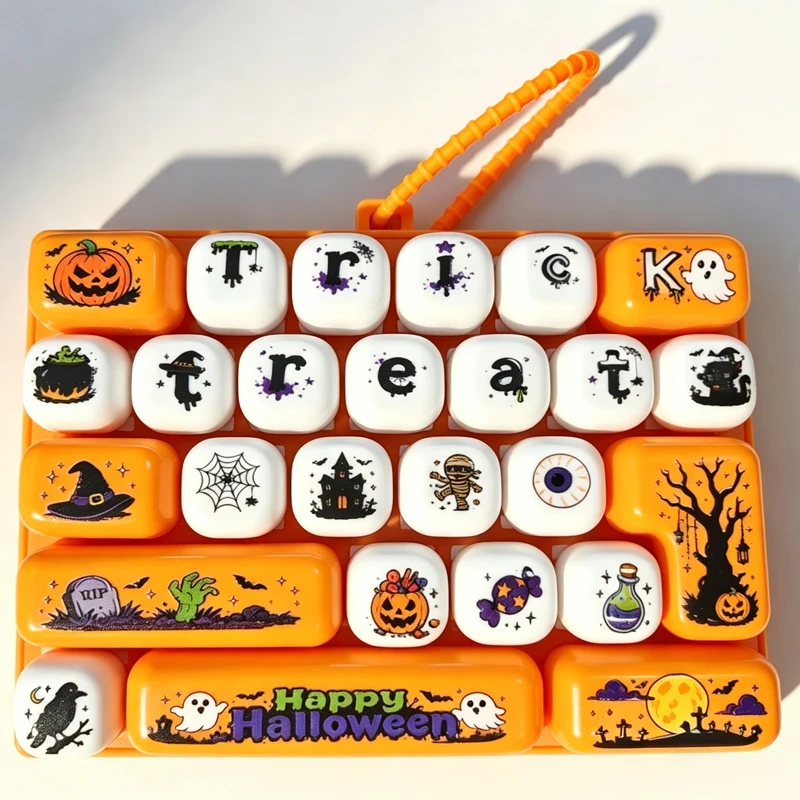 26 Tasten Halloween-Tastatur-Klicker-Schlüsselanhänger, Cartoon-Stressabbau mit Klickgeräusch, Rucksackanhänger, Partygeschenk für Erwachsene – Detail 11