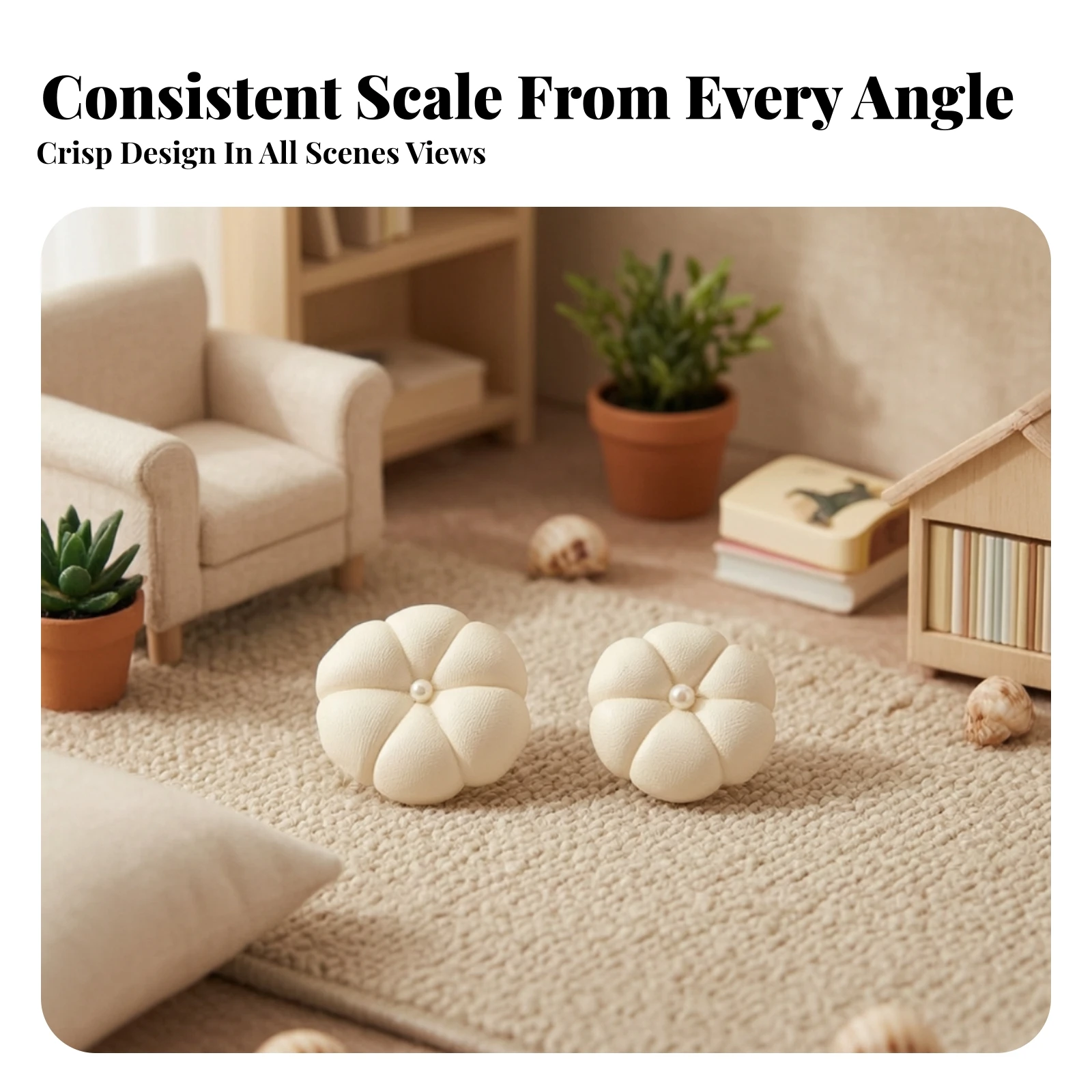 2 Pieces Soft Cushion with Pearl Cute Pumpkin Cushion Pumpkin Pillow Soft Miniature Small for Dollhouse Collectors