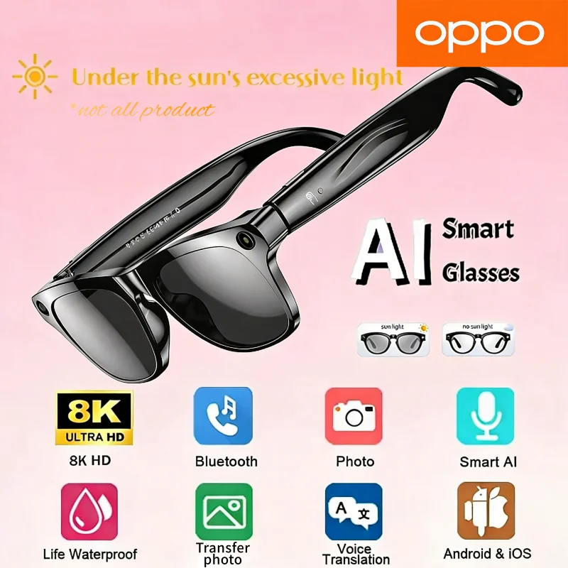 OPPO AI Smart Multifunction Sunglasses Bluetooth Call ChatGPT Photo Voice Assistant Music Player Translate Sports Photochromic