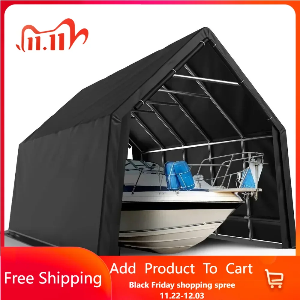 Heavy Duty Carport Anti-Snow Carport Outdoor Storage Shelter Shed Instant Garage Car Canopy with Reinforced Ground Bars