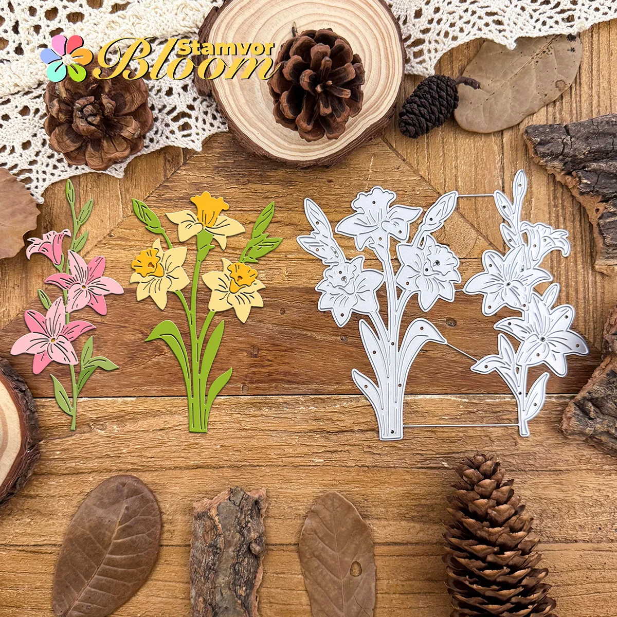 Original schöne Lilienblumensträuße Metall-Stanzformen für Scrapbooking, dekorative Prägung