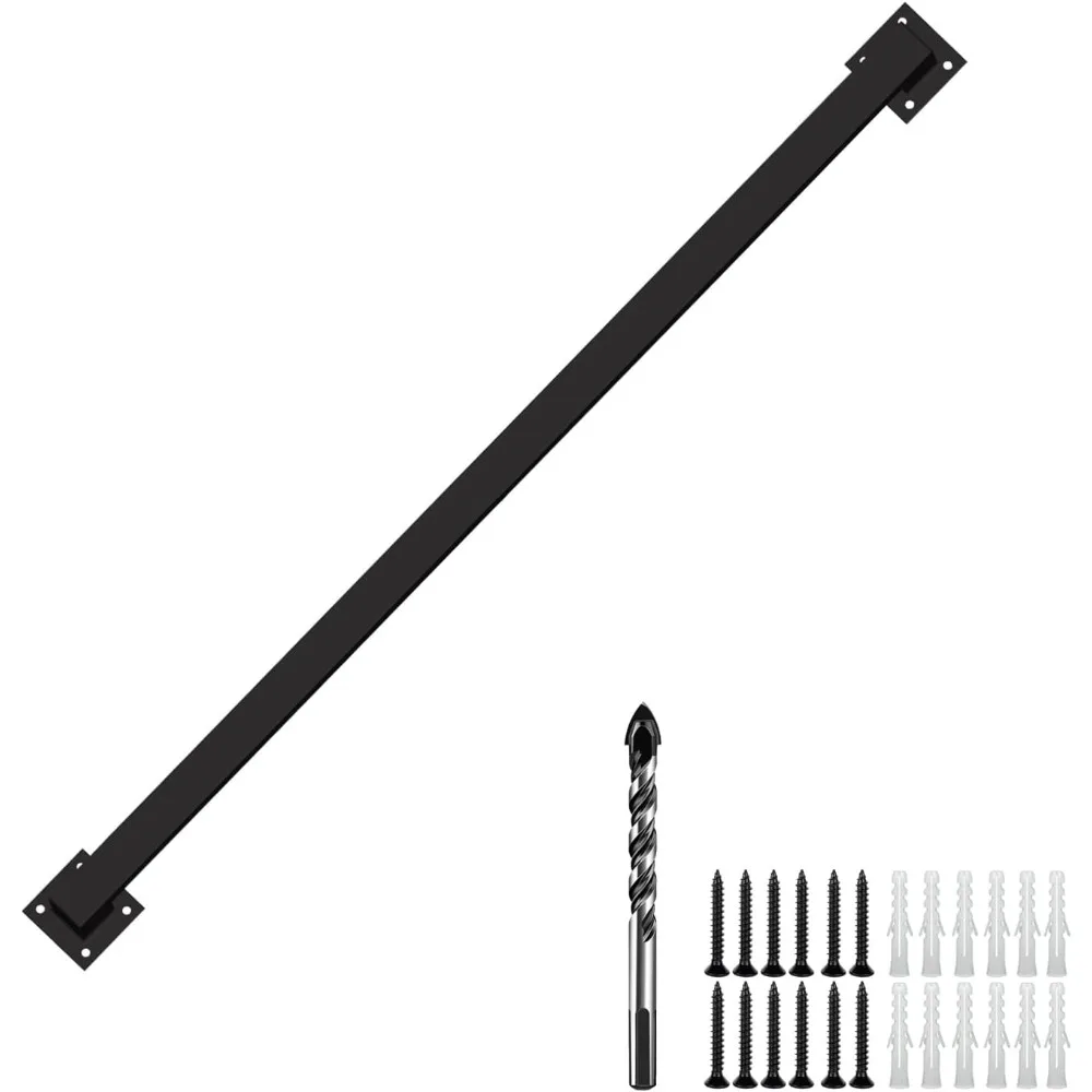 درابزين يدوي من الحديد الأسود بقوة صناعية للدرج، حاجز أمان مثبت على الحائط، سعة تحميل 500 رطل، حاجز حديد عالي التحمل #2