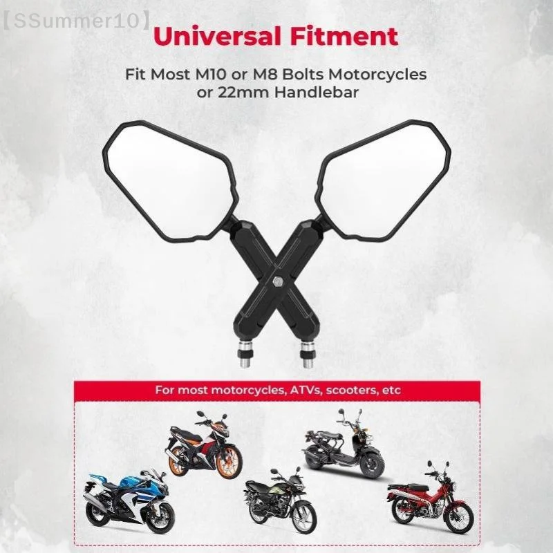 【SSummer10】【xxx】1Pair Universal Angle Adjustable Folding Motorcycle Handlebar Side Mirrors For Adventure Dirt Street Bike ATV