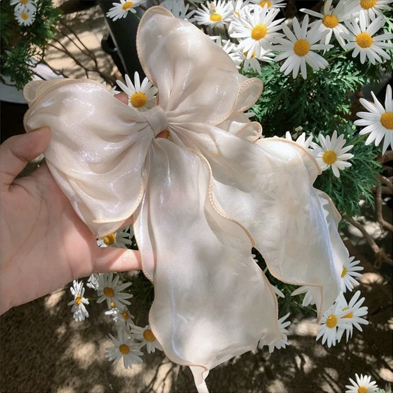 Neue Damen-Haarspange im französischen Stil, süß, rosa-lila, aus Chiffon, mit Schleife und Band, für Freundin, Pferdeschwanz-Clip, Haaraccessoire, Geschenk – Detail 20