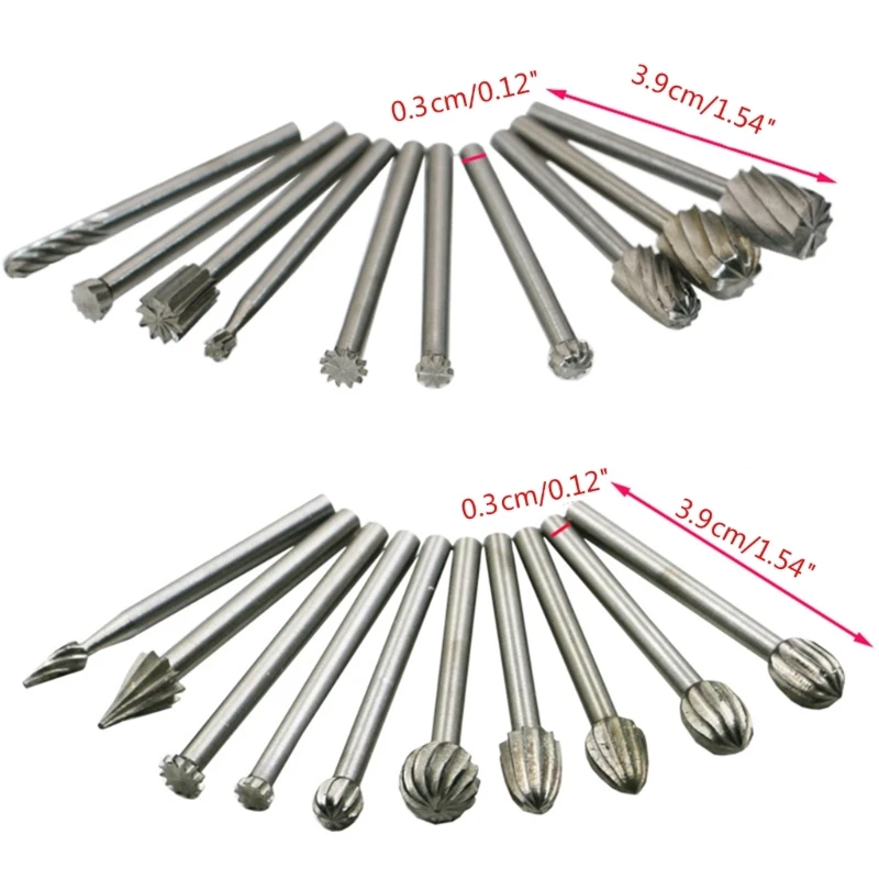 20pcs/set Assorted 39mm Carbide Rotary Point Burr Die Grinder Bit 3mm Shank Milling Cutter Abrasive Tools Rotary Burrs