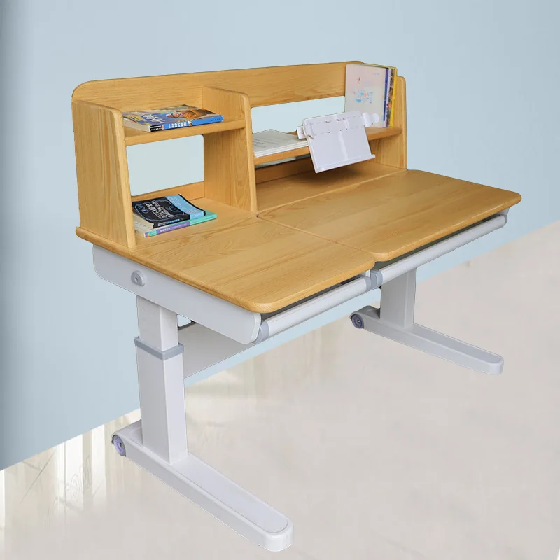 Adjustable solid wood children's study desk, home homework writing desk, 6-12 years old, primary school student desk