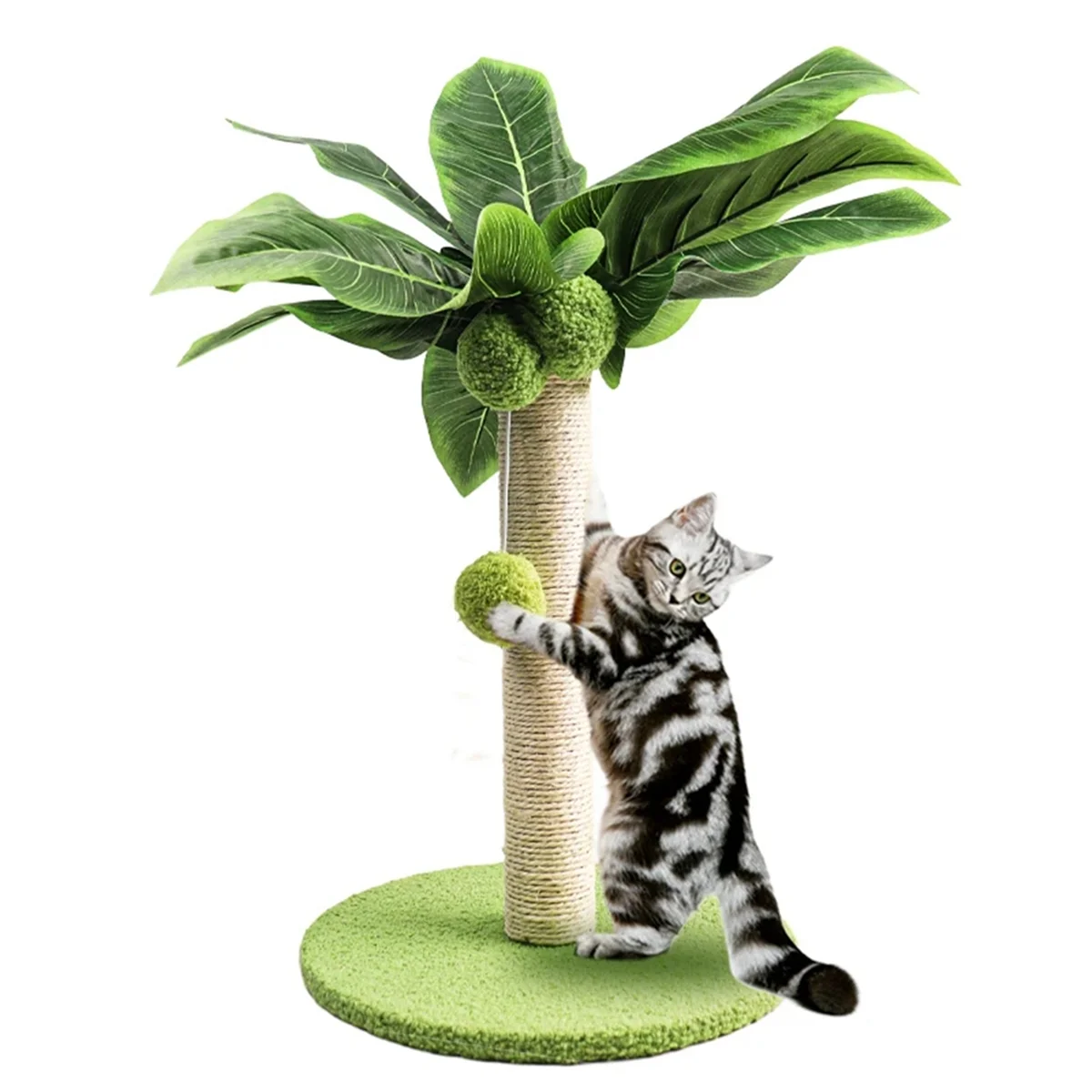 

A59T Cat Scratching Post For Kitten Cute Green Leave Cat Scratching Posts With Sisal Rope Indoor Cats Posts Cat Trees M