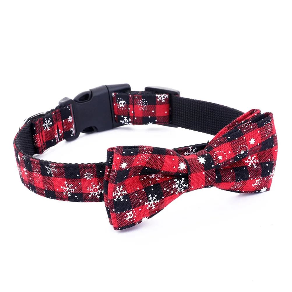Collar para mascotas, pajarita con forma de copo de nieve, ajustable, para fiesta de Navidad, boda, duradero, suave, cómodo, se adapta al cuello para caminar