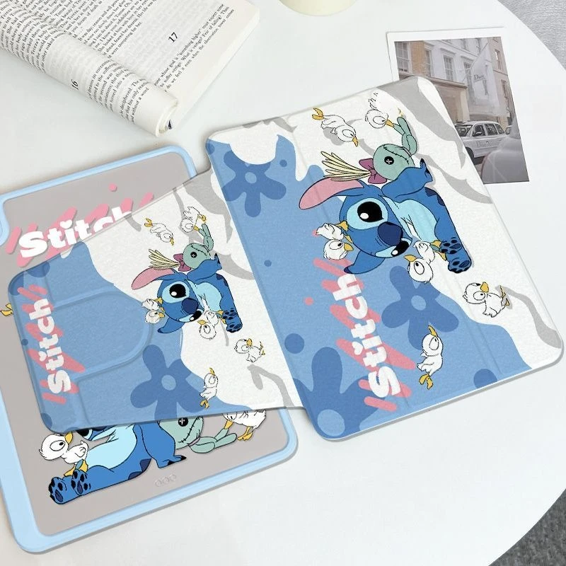 

For Ipad 2025 A16 11th 11in Tablet Cases Air6 Air7 Mini6 7 Cartoon Stitch Case 10th Gen 10.9in 9th 10.2in Acrylic Rotatable Case