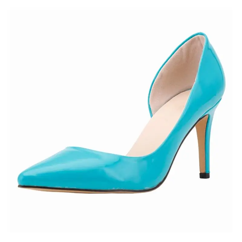 

New Women Pumps 8cm Patent Leather Pointed Toe High Heels Stiletto Shoes Classic Ladies Women Basic Pump Boat Wedding Shoes