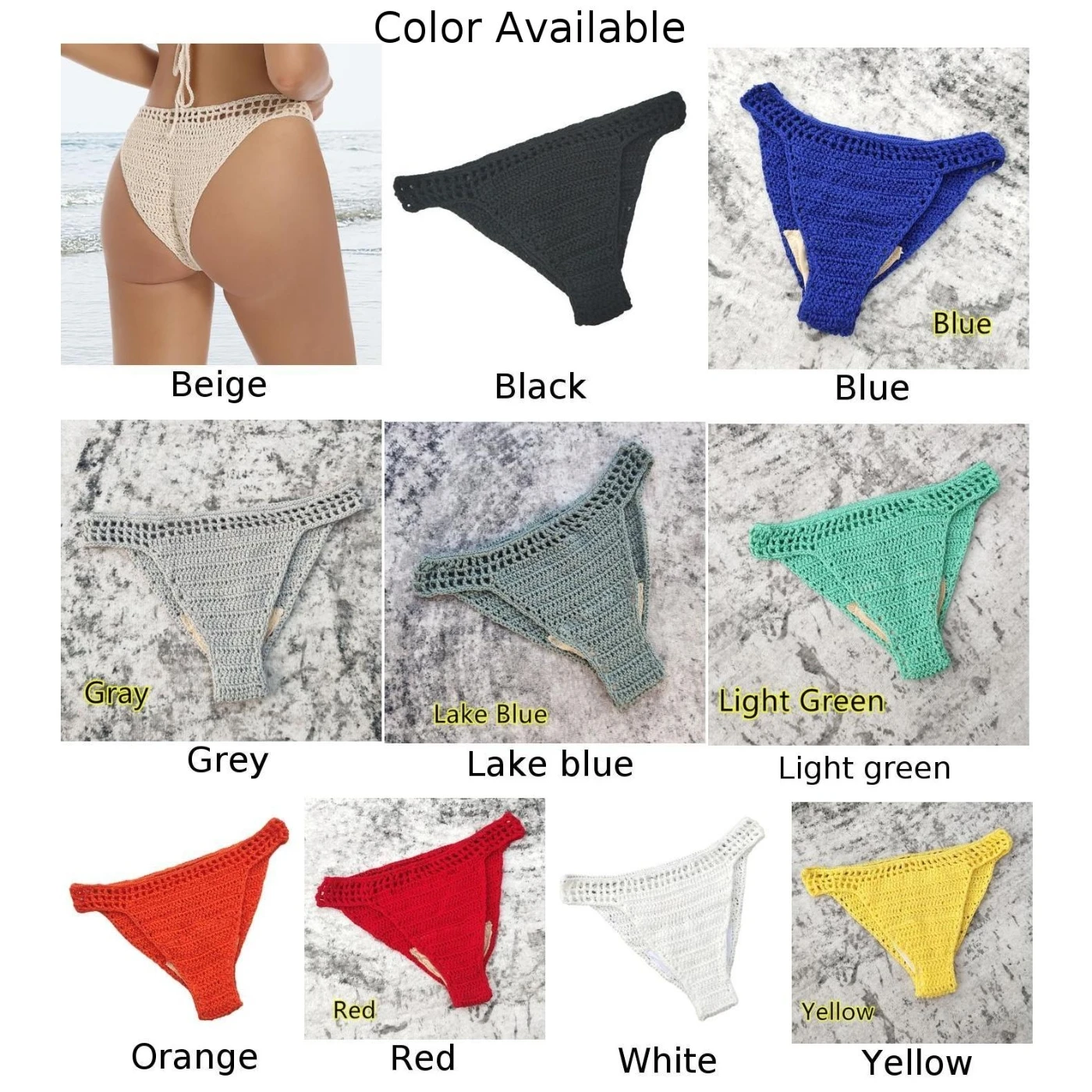 Ropa interior de Bikini para mujer, ropa de playa, Club, Material de algodón cómodo para vacaciones, diseño tejido a mano