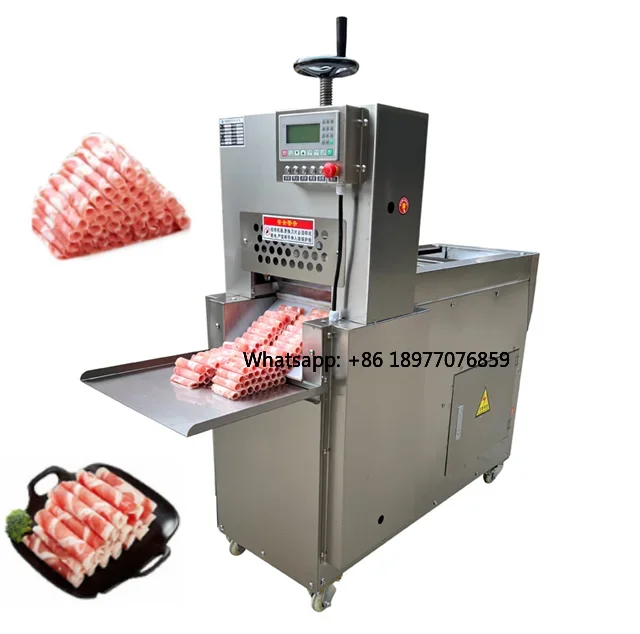 Professional New Chinese CNC Fully Automatic Stainless Steel Blade Adjustable Thickness Lamb Roll Frozen Meat Slicer Cutti