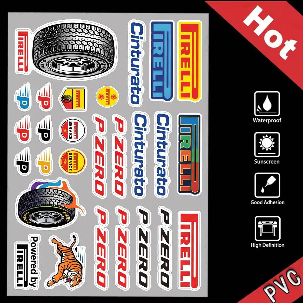 

For PIRELLI Durable Waterproof Reflective Decor Sticker Scratch Cover For Motorcycle Car Helmet Fridge Accessories