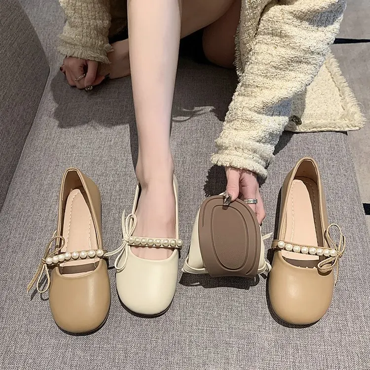 Shoes Woman Flats Round Toe Bow-Knot Shallow Mouth Soft Casual Female Sneakers Dress Comfortable Butterfly Moccasin Summer New P