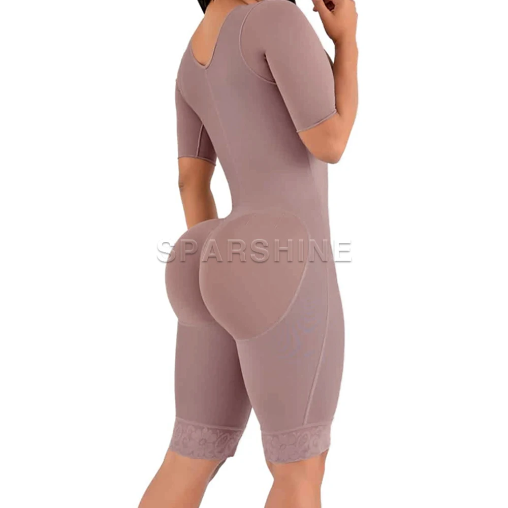 Fajas Reductoras Y Modeladoras Mujer Colombianas Корсет Bodysuit Slimming One-Piece Compression Girdle with Brooch Sleeves