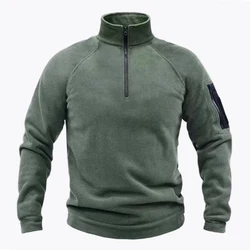 Men's Cargo Tactical Softshell Military Army Fleece Jackets Fishing Hiking Camping Trekking Thermal Mock Neck Coat Autumn Winter