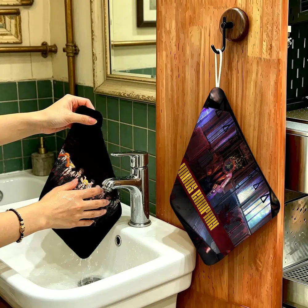 L-Limbus-Company Roguelike Game Polyester Cotton Hanging Hand Towel, Super Absorbent Hand Wiping Towel for Daily Household Use