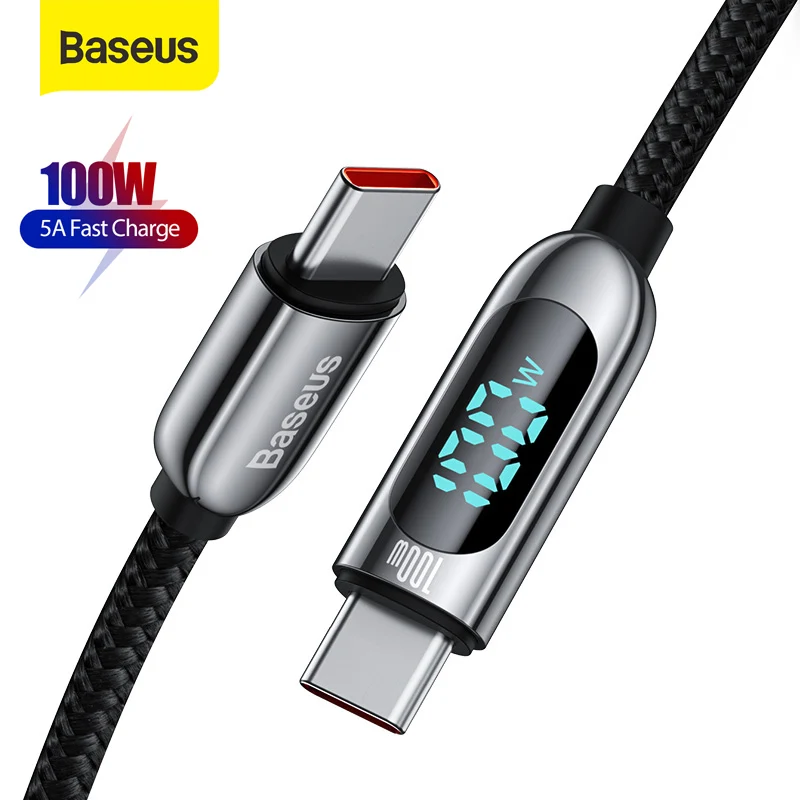 Baseus pd 100w usb c cabo de dados cabo de carregamento rápido usbc ao tipo c cabo do carregador para macbook para samsung xiaomi para tablet 1m 2m