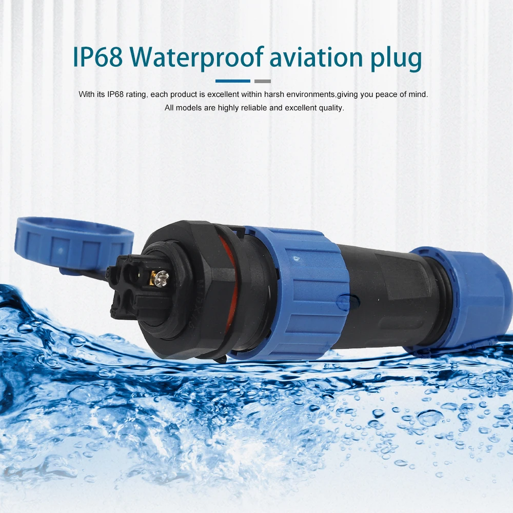 LP/SP16 Back Nut Type IP68 Waterproof Connectors 2/3/4 Pin No Welding Screws Splicing Cable Plug Socket Panel Mount Junction Box