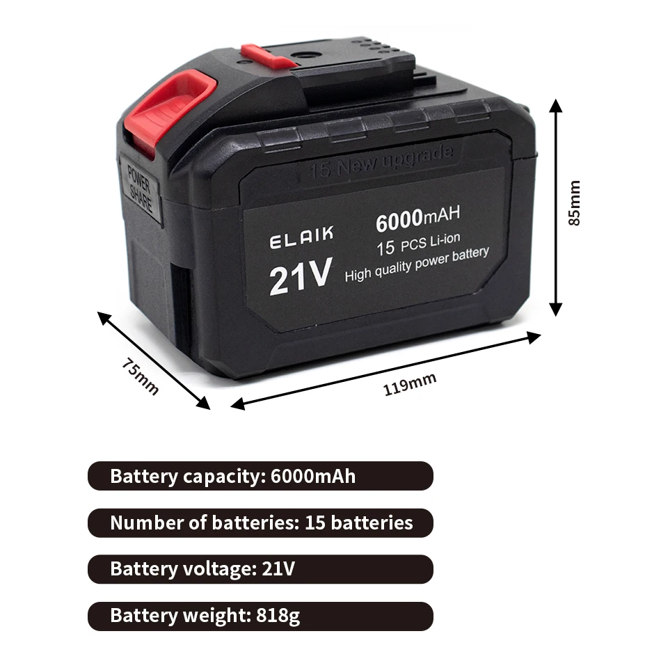 21V 6AH 4AH high-power durable lithium battery, charger, suitable for Worx 21V series electric tools, high-pressure water guns