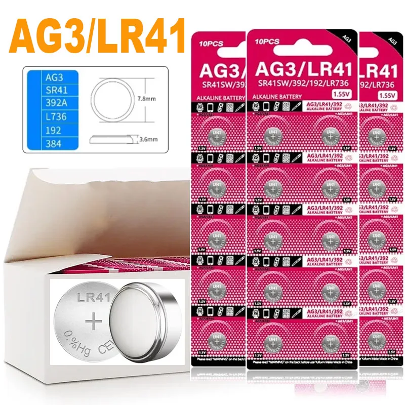 1.55V AG13 LR41 Button Battery L1154 RW82 SR1154 SP76 SR44 A76 LR1154 GP7 Button Battery Toy Remote Control Batteries