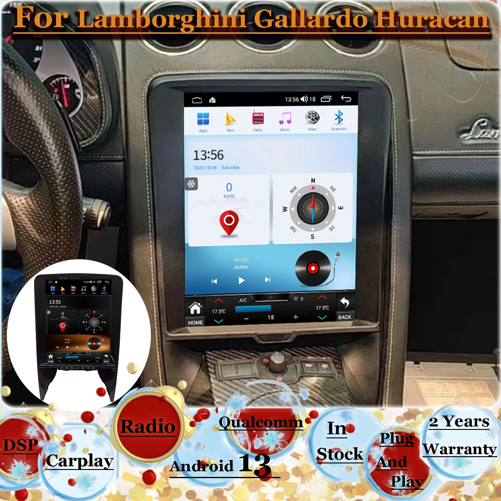 

Multimedia Android AUTO For Lamborghini Gallardo Huracan 2004 2005 2006 2007 2008 2009 2010-2015 Car Navigation GPS Autostereo