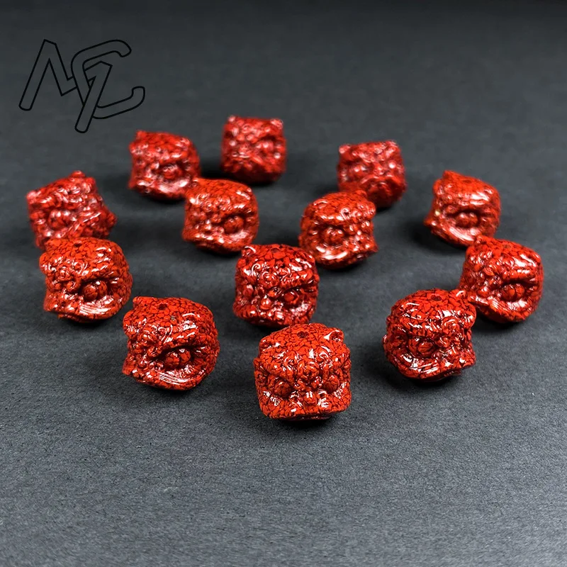 10pc Natural Cinnabar Crystal Lion Dance Beads DIY Accessories Bracelet Earring Jewellery Fashion Amulet Gift for Men Women view 4