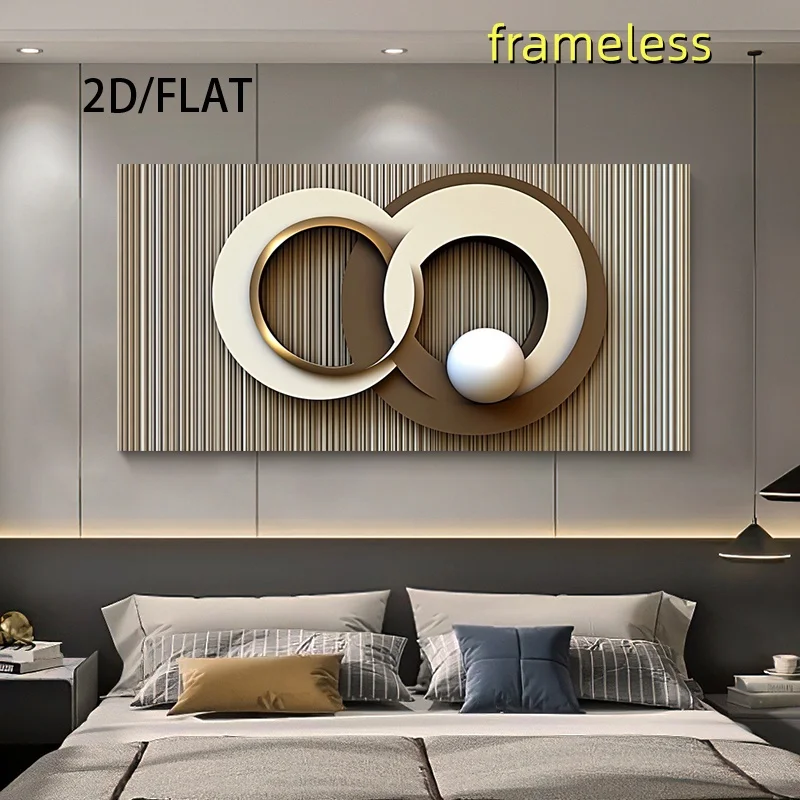 A Minimalist Abstract Geometric Design Poster and Decorative Painting Featuring Intersecting Circles in Neutral Tones, Suitable