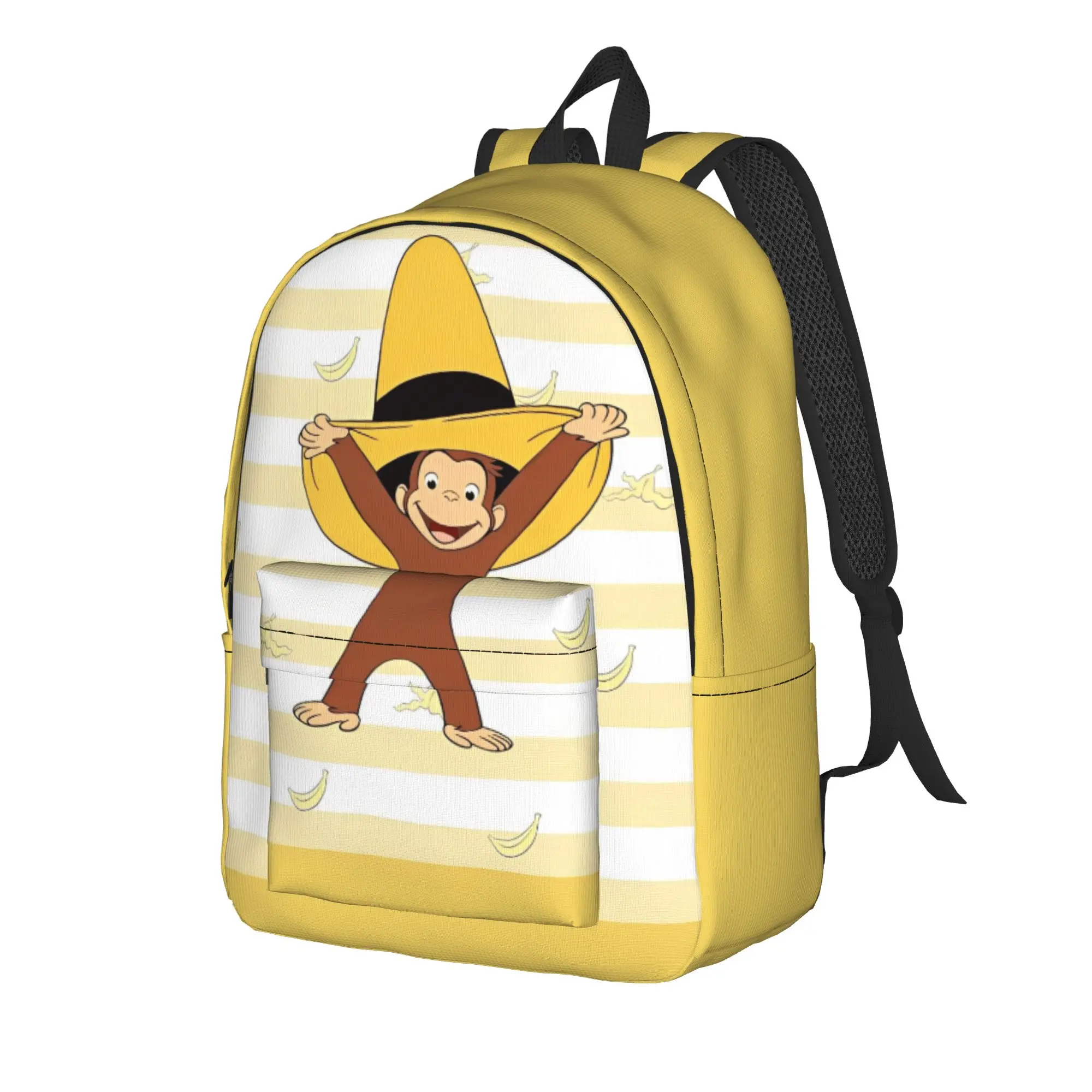 Curious George Monkey Banana Backpack for Men Women Teenage Student Work Daypack Cartoon Laptop Computer Shoulder Bag Durable