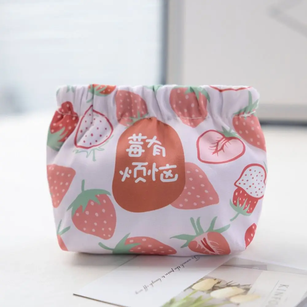 Strawberry Self-closing Coin Purse Flower Fruits Mini Storage Bag Jewelry Packing Bag Card Holder Lipstick Cosmetic Bag