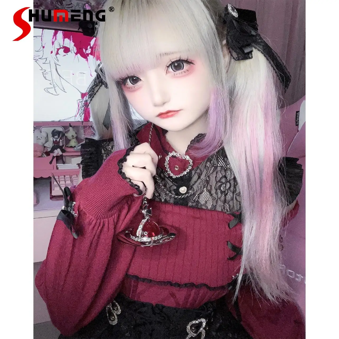 Women's Mine Style Mass Production Sweater Womens Slim Fit Lace Splicing Bow Sweet Knitted Sweaters Top Autumn and Winter New