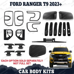 For Ford Ranger T9 2023-2025 Wildtrak Headlight Cover Door Handle Bowl Cover Fuel Tank Cap Matte Black Exterior Accessories Kit