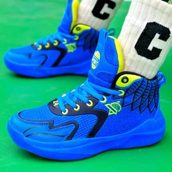 2023 nuevas zapatillas de baloncesto para niños de 6 a 14 años de azul, zapatillas para niños de 8 a 12 años de verde, zapatillas para escuelas juveniles de 7 a 10 años, malla transpirable estudiantes tenis masculino