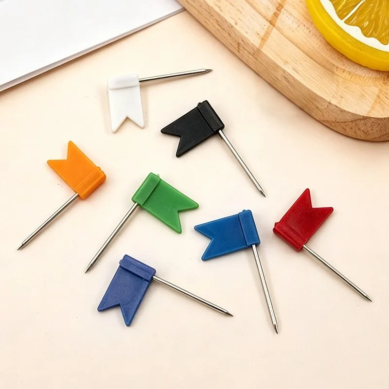 46 pcs Flag Push Pins, Random Color Flag Design and Lightweight Easy Push, ideal for Office Bulletin Board
