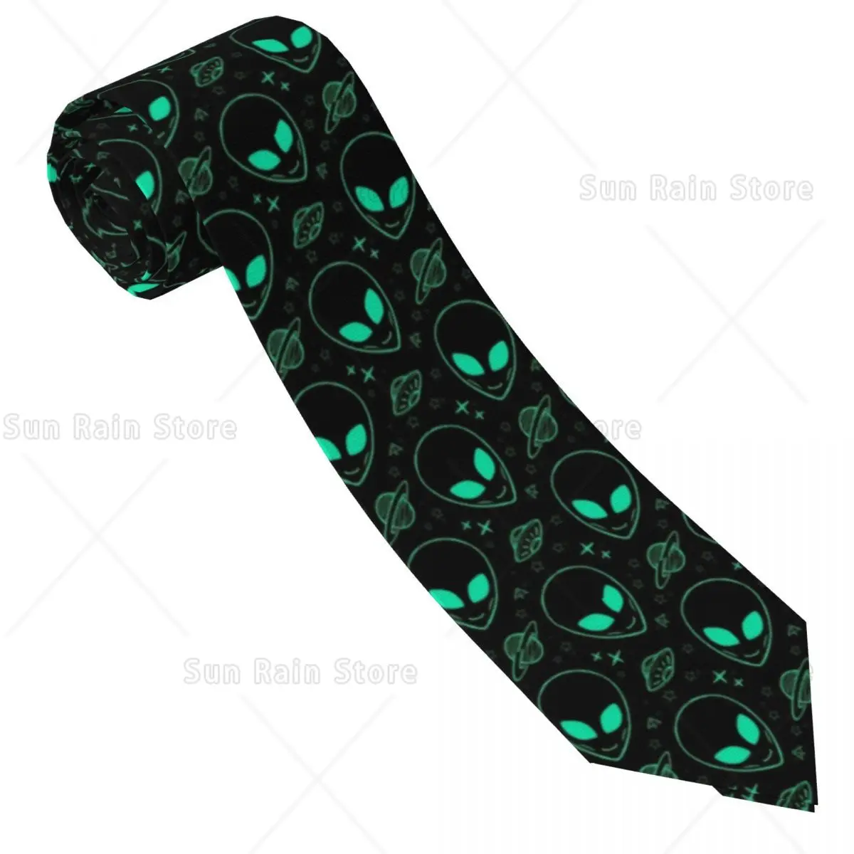 Custom Mens Alien And UFO Space Star Pattern Necktie Fashion Tie For Banquet