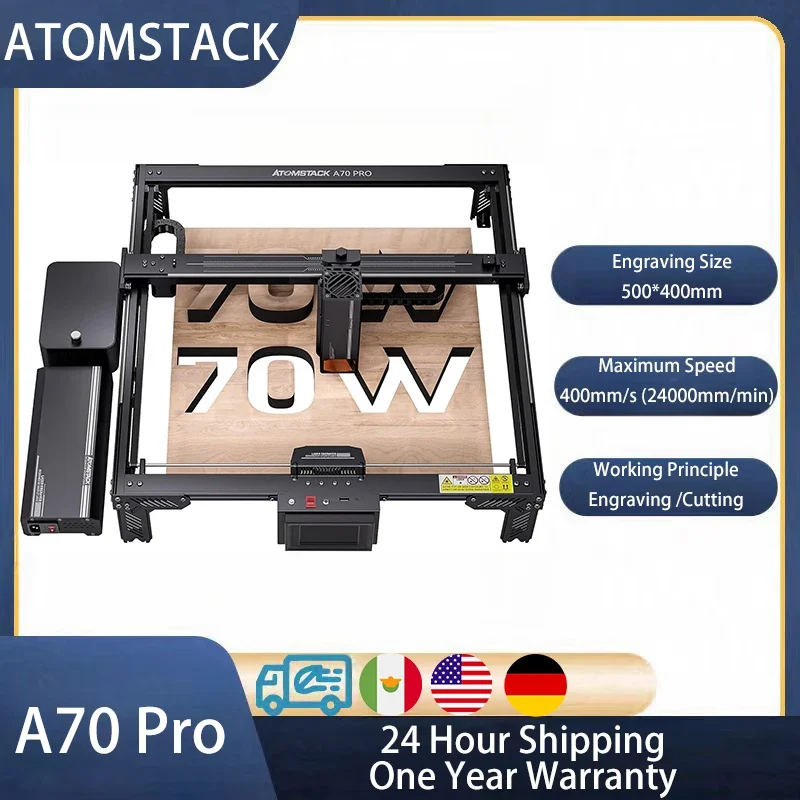 ATOMSTACK A70 Pro 360W Laser Engraving Machine With Cutter 500x400mm Work Area Air Assist Dual-Mode Output CNC Laser Engraver