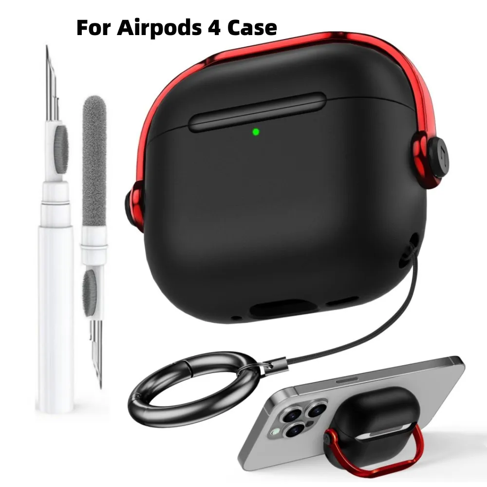 Новый чехол для Airpods 4 2024, чехол с набором для чистки, ремешок, креативный держатель для мобильного телефона, фиксирующий чехол для наушников AirPod Pro 2