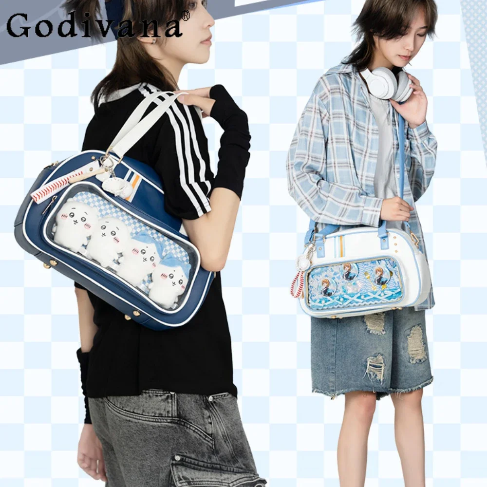 Fashion Transparent Versatile Shoulder Bag Fashionable ItaBag Large Capacity Leisure Sports Wind Handbags Student