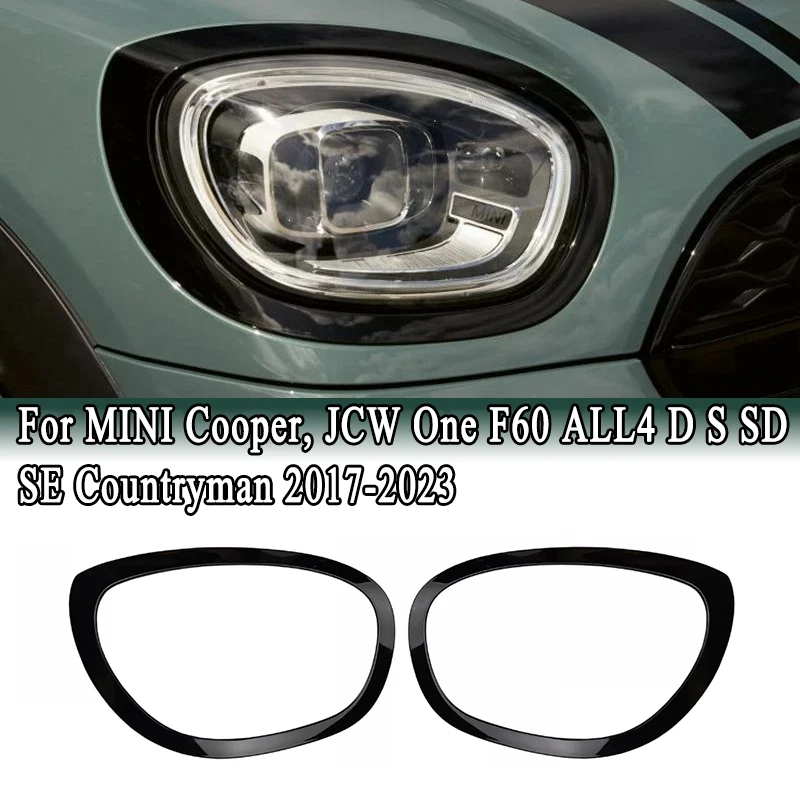 

For MINI F60 Countryman Cooper One JCW 2017-2023 Headlight Cover Trim Ring Decoration Bezel Sticker 51137388117, 51137388118
