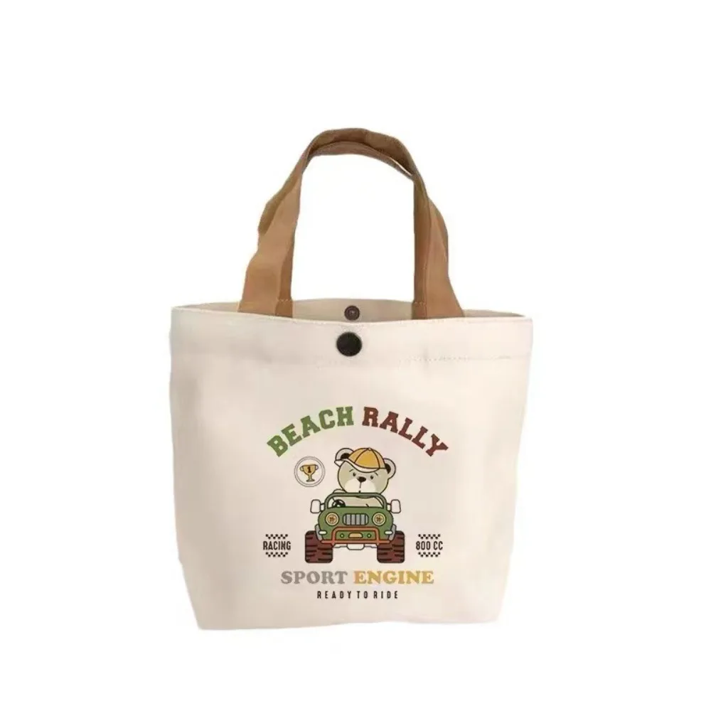 

Милая персиковая холщовая сумка-тоут с героями мультфильмов, холщовая мини-сумка, большая вместительная сумка для обеда, дорожная сумка