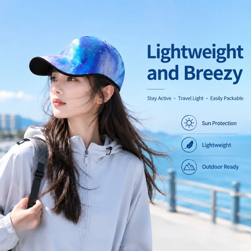 Seamless Integrated Pleated Cap Outdoor Sports Peaked Hat Slim Facial Effect Baseball Cap Lightweight Breathable Travel Shopping