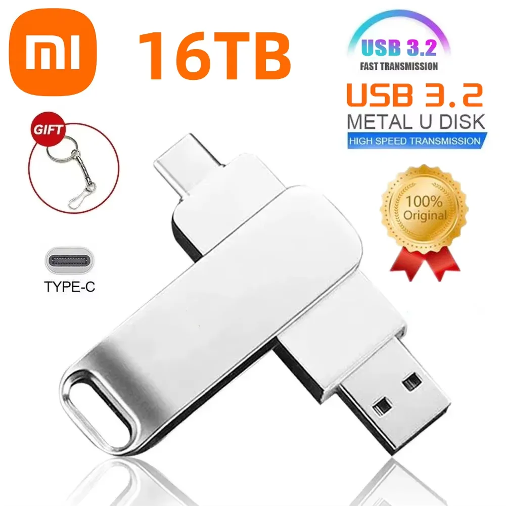 Xiaomi 16TB USB 3,2 unidades Flash transferencia de alta velocidad Metal Pendrive tarjeta de memoria Pendrive Flash Disk Memoria impermeable Stick nuevo