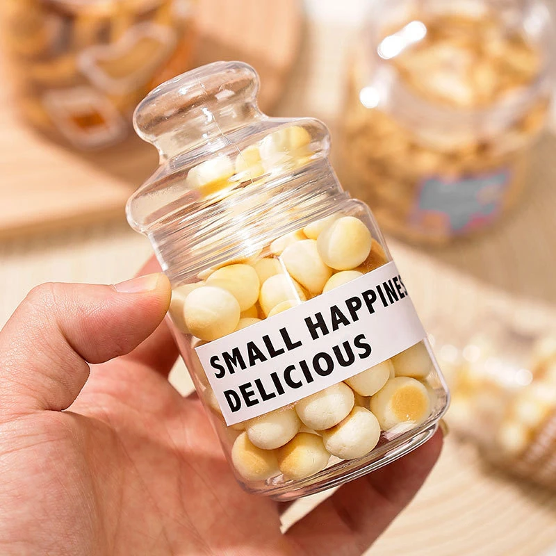 1Pcs Plastic Transparent Candy Jars Plastic Cookie Jars Food Storage Container Reusable Cookie Container Countertop Organizer