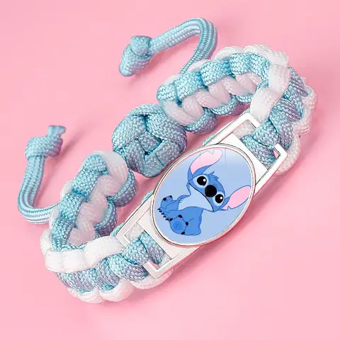 Kawaii Stitch Handvävda Armband Lilo Stitch Tecknad Anime Kvinnor Smycken Dekoration Vävt Armband Fest Födelsedagspresenter Flickor 10 best sales strängstygn - №8