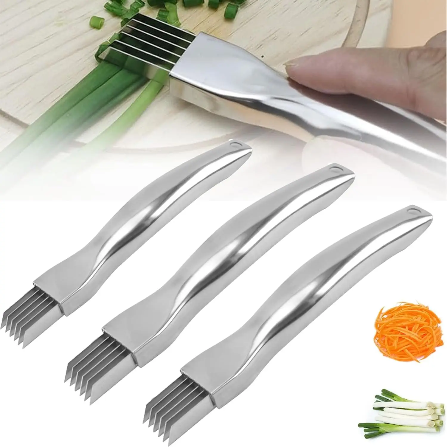 Scallion ,Kitchen Scallion  Shred  with Stainless Steel Scallion ,Food Speedy Chopper for Kitchen Cutting Vegetable Onion Garlic